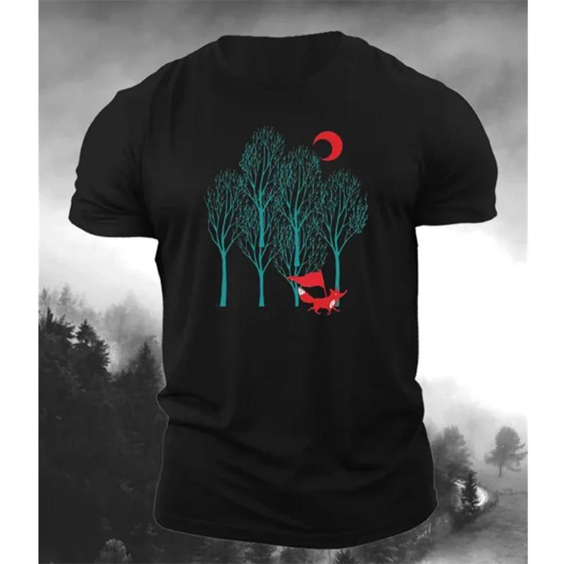Vintage Tree Pattern 3d Print T-shirts Loose Oversized Fashion Sports Tops Street Casual Men's T-shirts