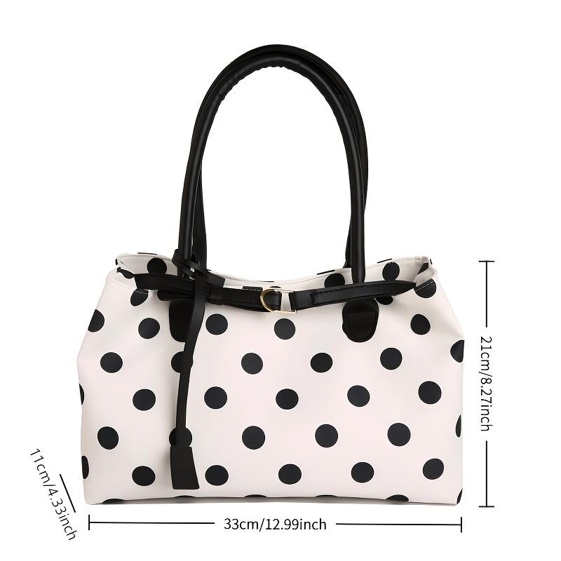 Diese vielseitige Polka-Dot-Tragetasche ist eine schlichte, lässige und geräumige Umhängetasche, perfekt für den Weg zur Arbeit und ein unverzichtbares Alltagsaccessoire.