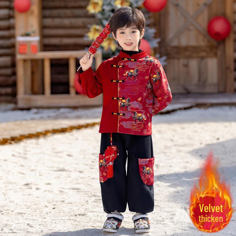 

Зимний набор Hanfu для брата и сестры 2025: Праздничные новогодние наряды для мальчиков и девочек 140 cm