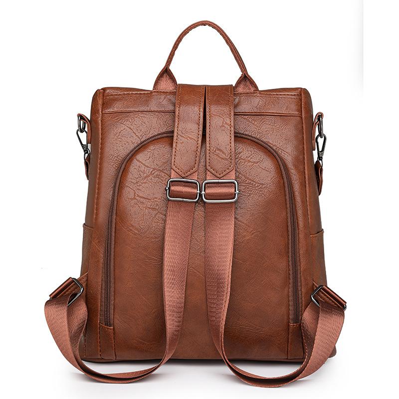 Backpack Women's Korean Edition Large Capacity Women's Backpack Backpack Women's Bag PU Women's Bag Retro