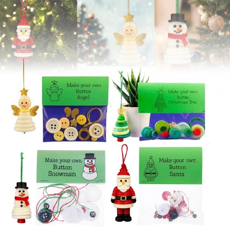 Complete Holiday Craft Package Christmas Button Ornament Making For Kids Adults Family Fun All Supplies Included