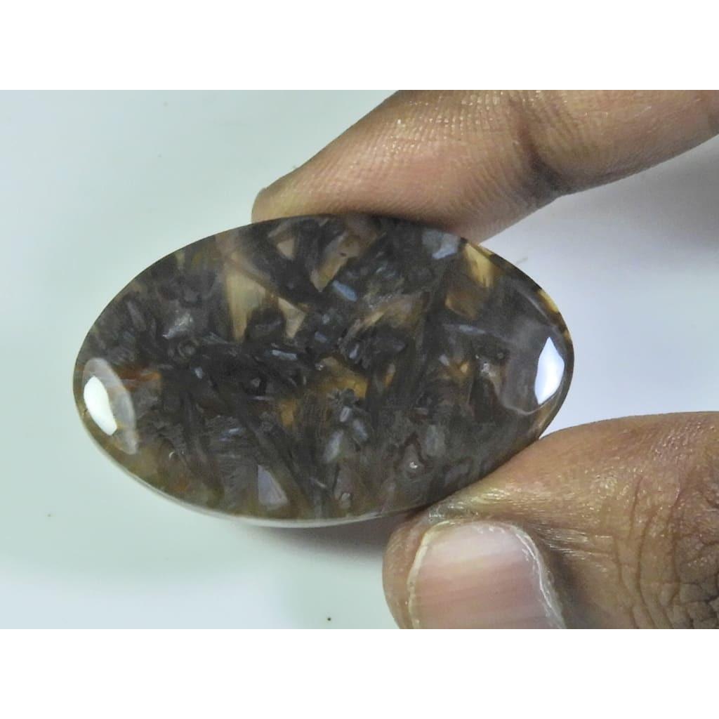 49Cts. Natural Tree Moss Agate Oval Cabochon Loose Gemstone 24X40X05MM D-151