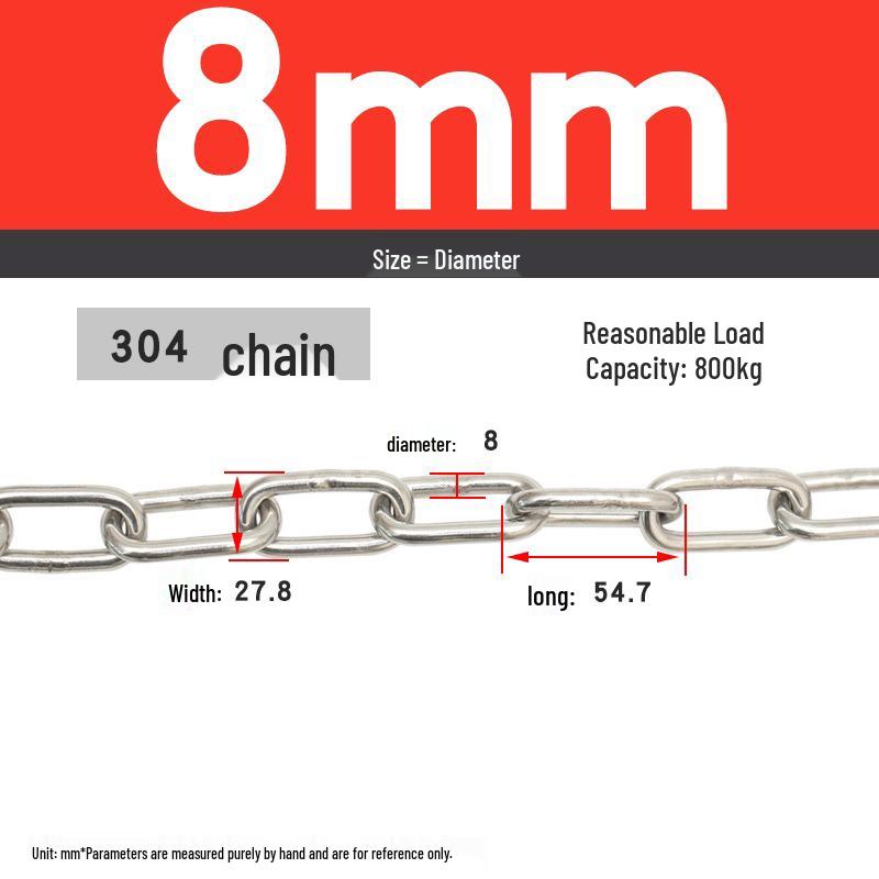 304 Stainless Steel Dog Chain - Available in Thicknesses: 1.2mm to 12mm