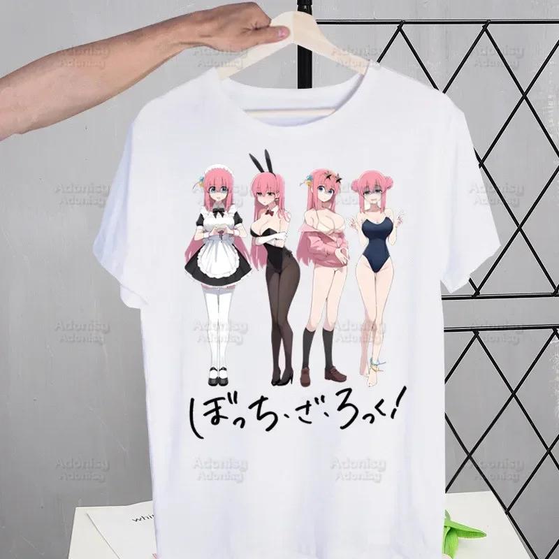 Bocchi The Rock T-shirts Summer Men/Women Hip Hop Funny Print Kessoku Band Tshirt Hitori Gotou T Shirts Short Sleeve Tops