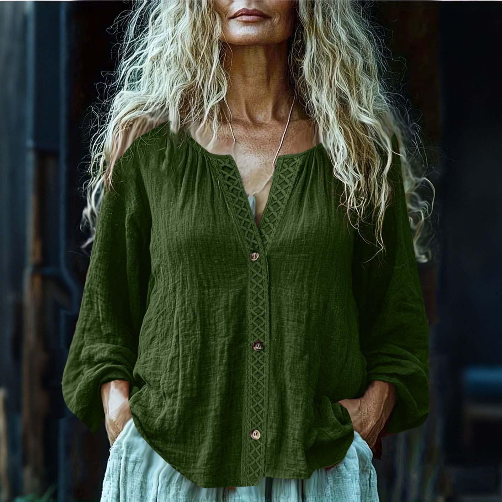 Fashion Women s Linen Shirt Casual Long Sleeved Top For Spring And Summer L