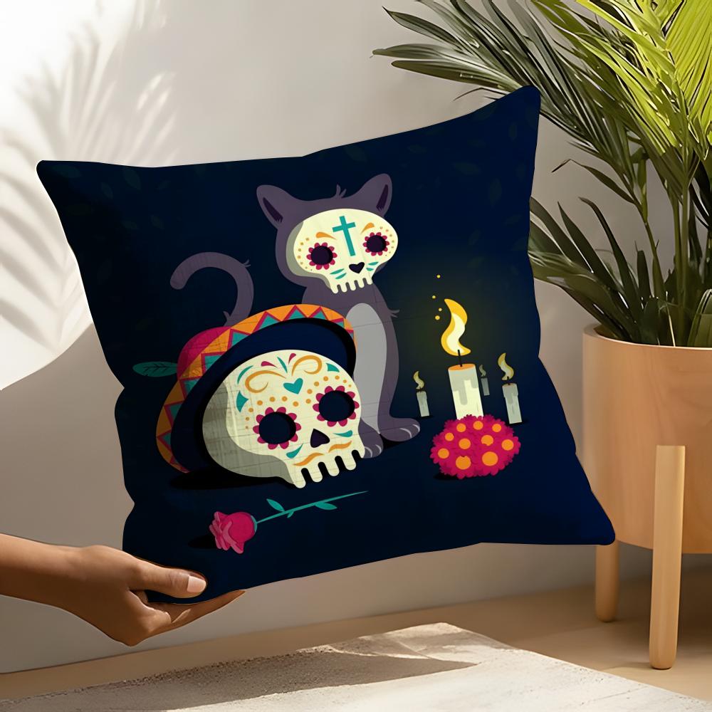 Festival D-Dia De Muertos 1 Pillow Case Linen Cushion Covers For Decorative Sofa Home Pillows Case Car Chair Pillows Cases