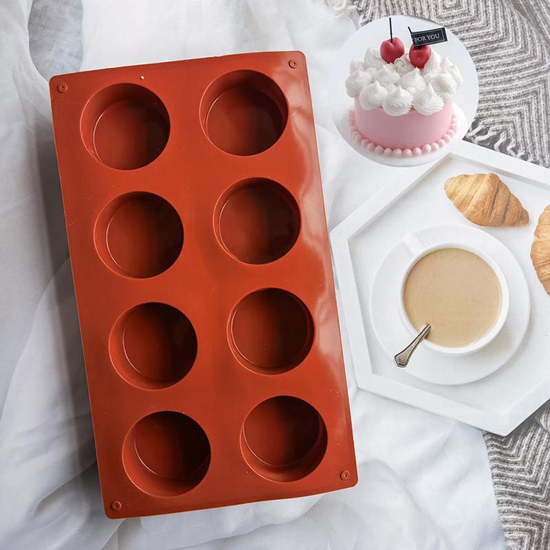 Stampo Torta Rotondo in Silicone a 8 Cavità Stampo Biscotti Cioccolato Accessori per Pasticceria Per Gelatina Budino Sapone Cheesecake