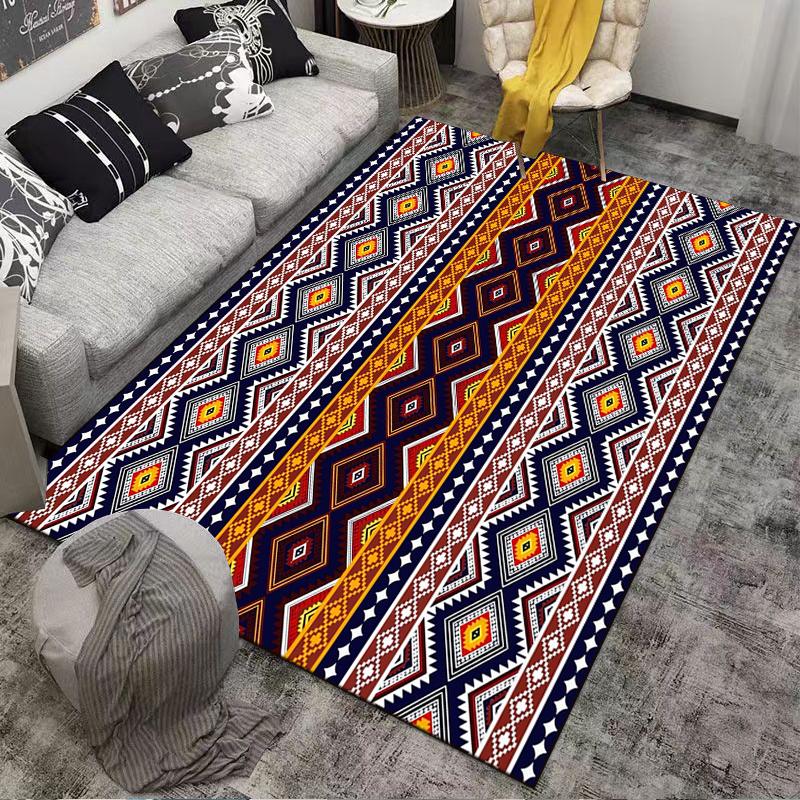 Geometric Tribal Pattern Carpet Non-slip Rug Suitable for Living Room and Bedroom Sofas