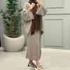 2025 Spring Women's Fashion: Loose Wide Sleeve Sweater & Midi Skirt Set