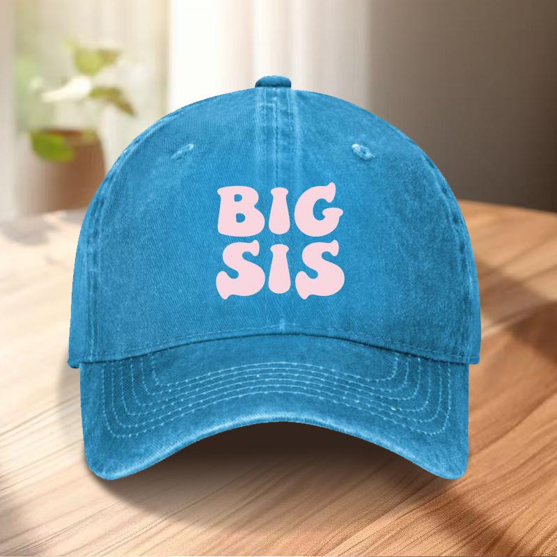 

Big Sis Pink Letter Baseball Cap Adjustable Polyester Casual Street Travel Headwear One Size