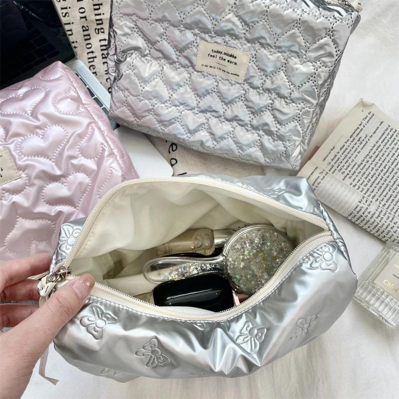 Multi-function Makeup Lipstick Storage Bag Handbag Korean Women PU Love Bow Cosmetic Bag Toiletry Kit Makeup Case Pouch Pocket