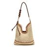 Tote bag women's 2025 new large-capacity commuter college students in class weaving soft hollow beach shoulder bag