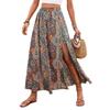 ins cross-border celebrity style personalized printing slit a-word skirt spring and summer high-end foreign trade women's clothing skirt skirt skirt