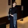 High Quality! French Premium Black Knitted Long-sleeved Dress for Women's Early Autumn Waist and Bottom Dress
