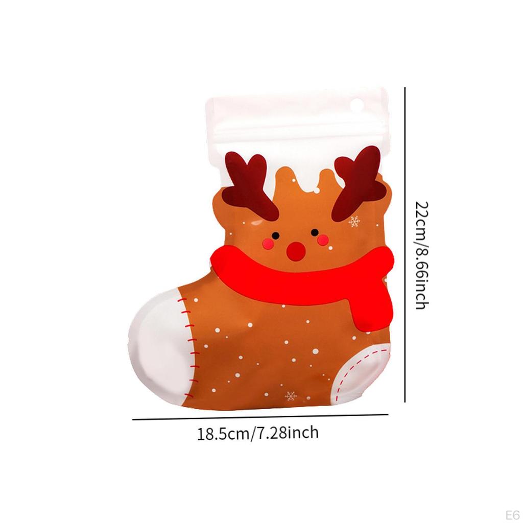 10Pcs Christmas Cookie Bags Cellophane Reusable Treat for Chocolate Photo