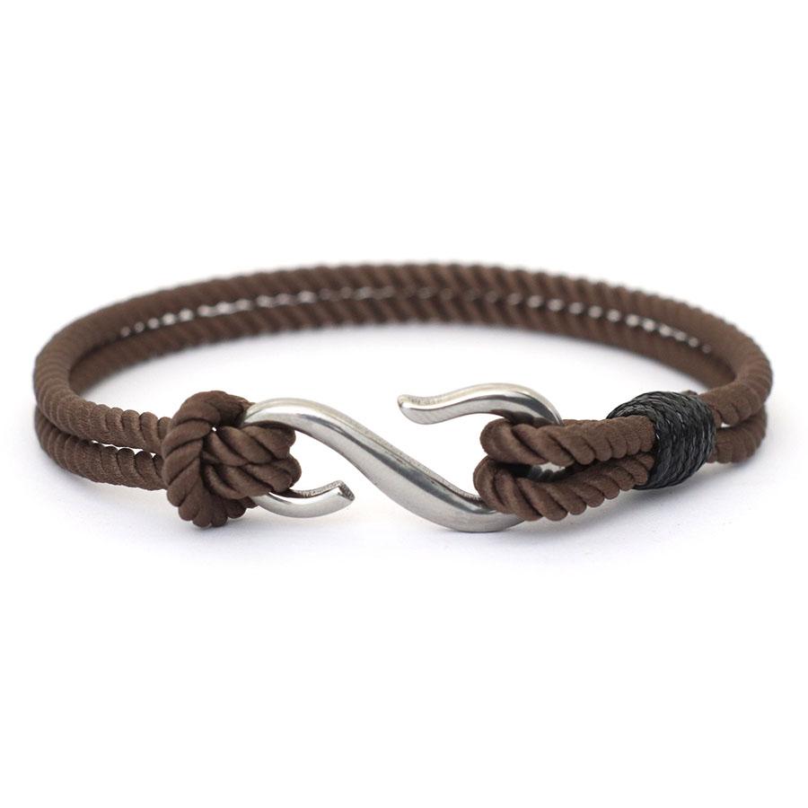 S Shape Fish Hook Double Layer Bracelet Men Women Handmade Milanese Rope Stainless Steel Hand Rope Beach Jewelry Accessories