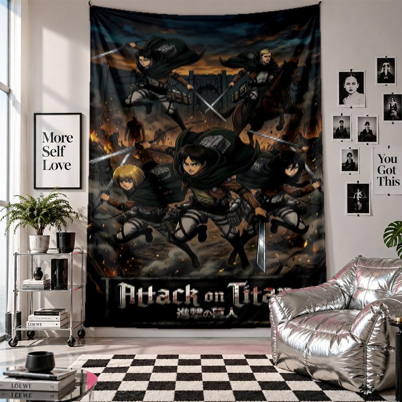 Wall TapestryAttack on Titan Art Hanging Cloth Decorative Background Cover for Room Decoration