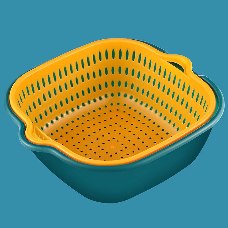 Drain Basket Kitchen Storage Double-layer Household Vegetable Basket Fruit and Vegetable Basket Basin