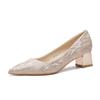 5550 High Heels Women's Spring 2025 New Pointed Crystal Wedding Shoes Versatile Light Mouth Thick Heel Temperament Single Shoes