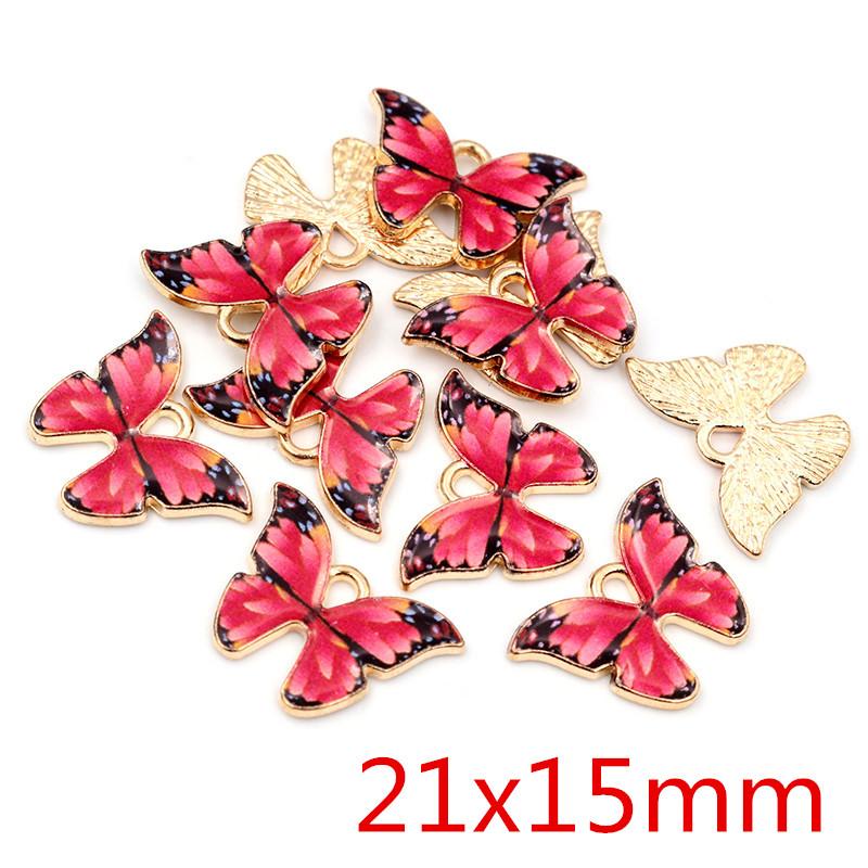 10pcs 21x15mm 19x16mm Colorful Butterfly Charms Pendant Enamel Metal Charms Necklace Bracelet DIY Jewelry Making Accessories