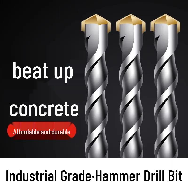 Extended Rotary Hammer Drill Bit Set for Concrete, Stone, and Brick Walls - Alloy, Square & Round Shanks