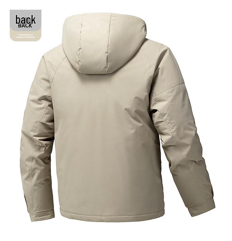 Men's 2025 Autumn/Winter Windproof Waterproof Warm Hooded Cotton Jacket