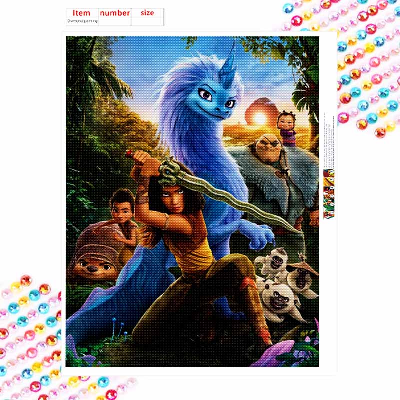Disney Raya and the Last Dragon Diamond Painting Kit 5D DIY, suitable for beginners and craft lovers, interior space decoration