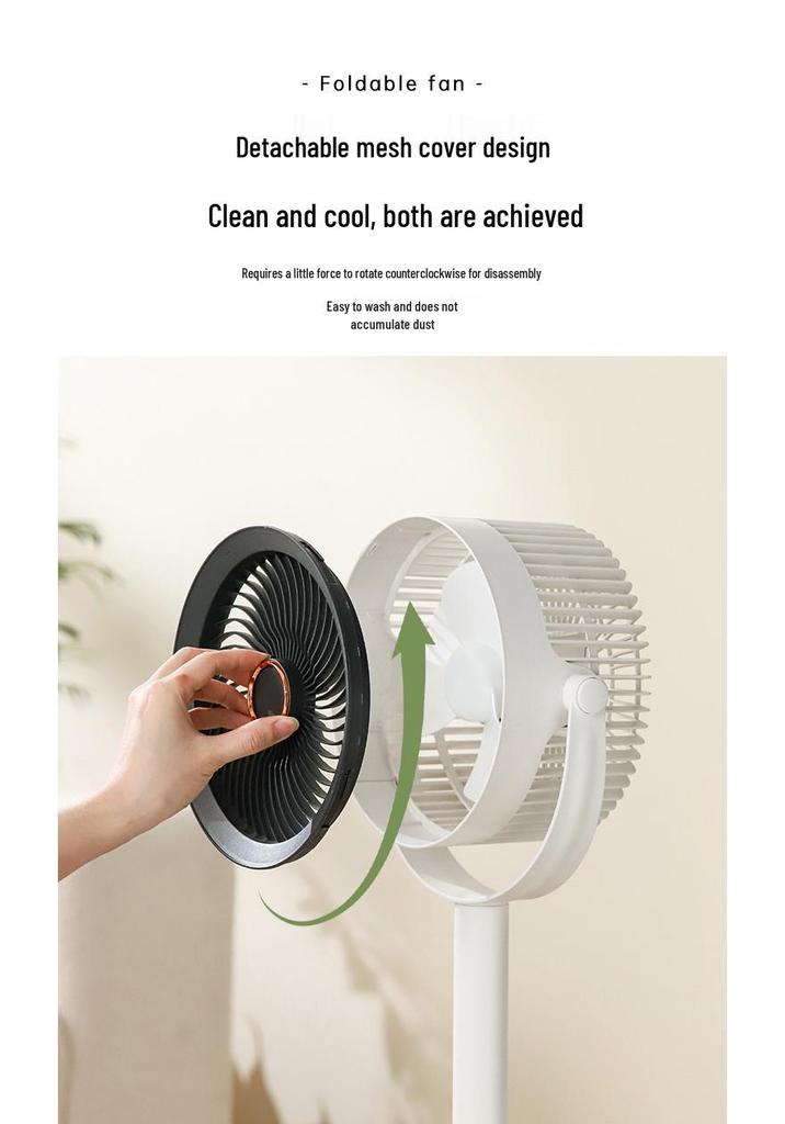 7-Inch Portable Wireless Telescopic Charging Fan with Silent Night Light, USB, Long Battery Life, Strong Wind, Desktop-Friendly