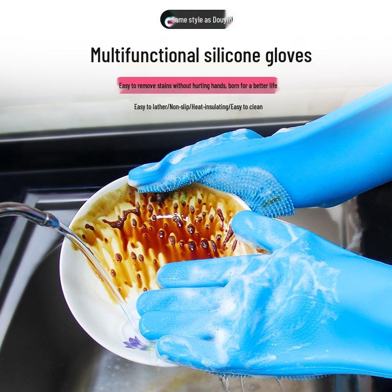 Silicone Dishwashing Gloves for Men & Women - Household and Kitchen Cleaning Gloves