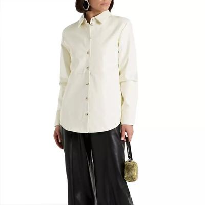 Biker Soft Handmade Casual Shirt Stylish White Genuine Lambskin Leather Women