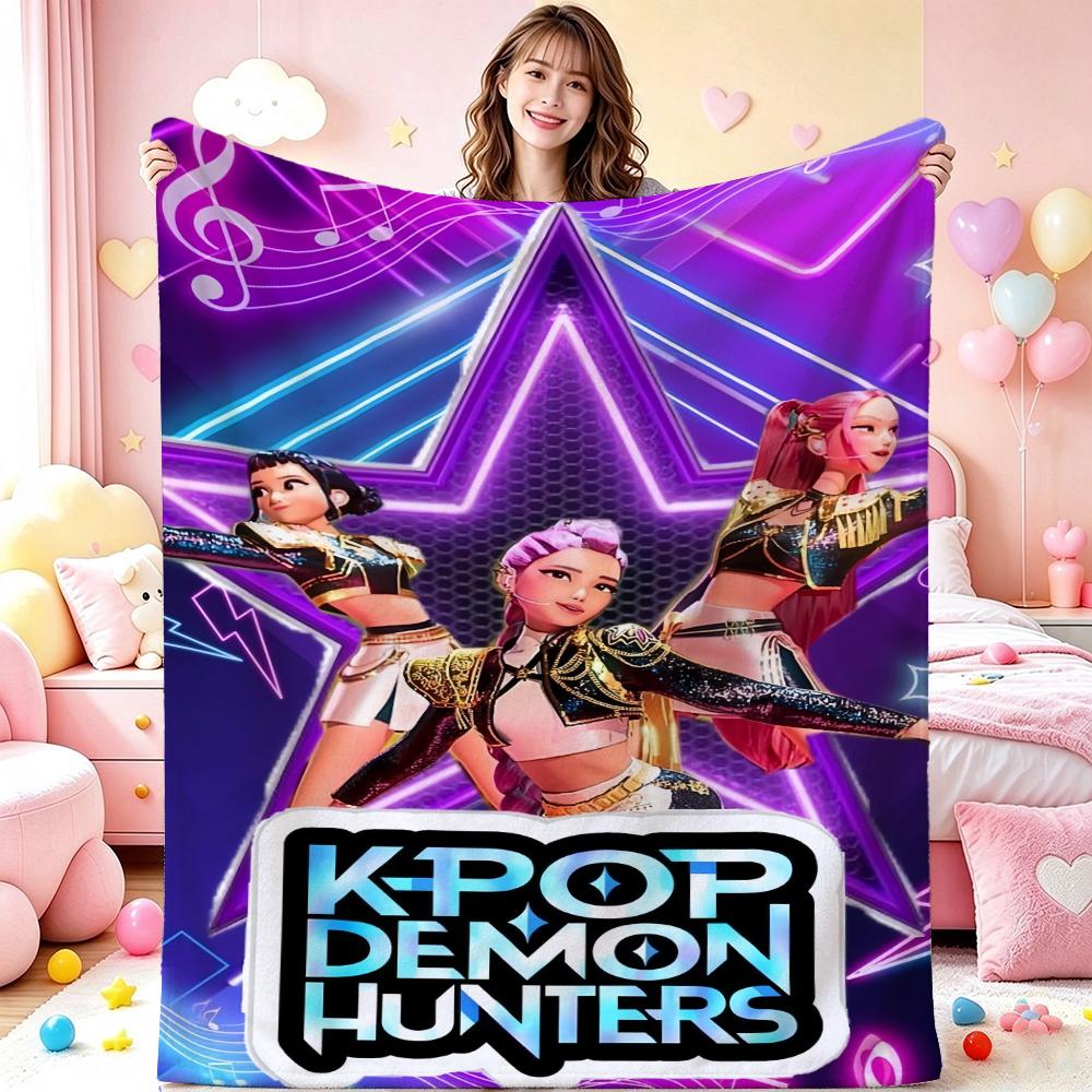 Kpop Demon Hunters Music Show Cartoon Anime Blanket Ultra Soft Throw Blanket For Bedroom Sofa Bed Party Decor New Year Gift