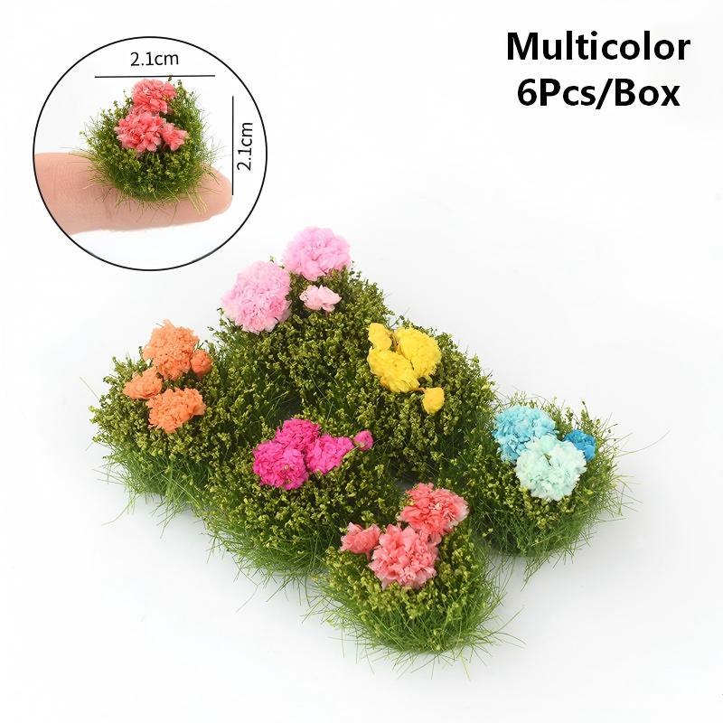 Model Mini Artificial Flower Cluster 6Pcs for Diorama Sand Table Railroad Scenery Layout Realistic Plant Decor Set
