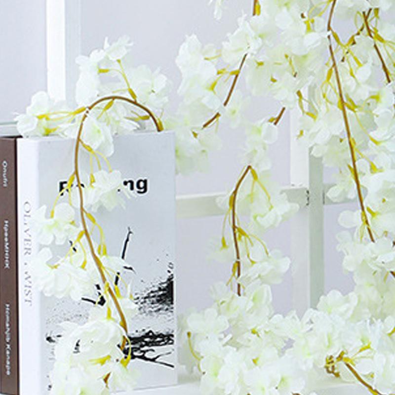 Sztuczny Pnący Girlanda z Kwiatami Wiśni Sakura Dekoracja Domowa do Sypialni Biura