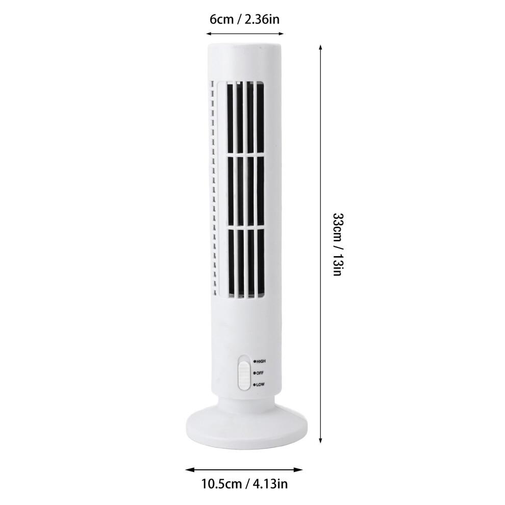Mini Tower Fan Bladeless Desk Fan Quiet Cooling, White, 6x33cm