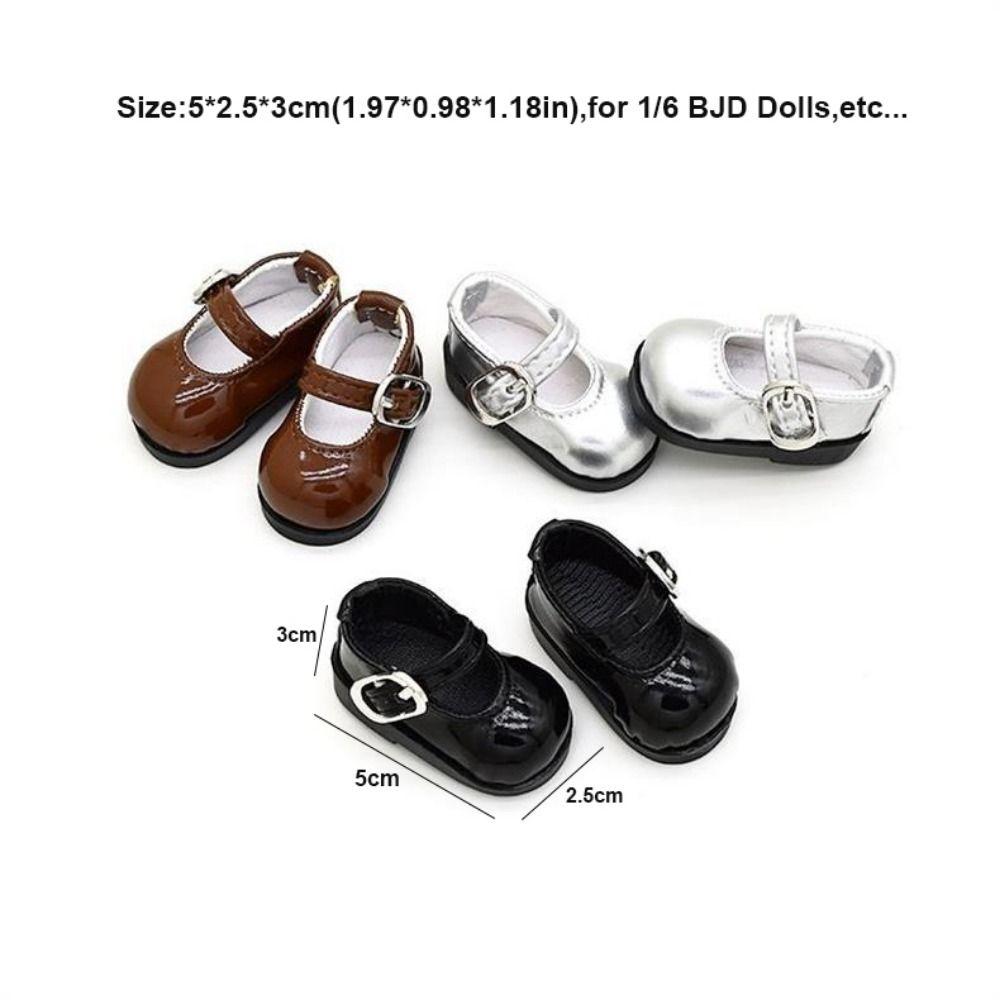 British Style Shoes Boots with Black Buckles Retro Dress Up Footwear for 1/6 BJD Dolls