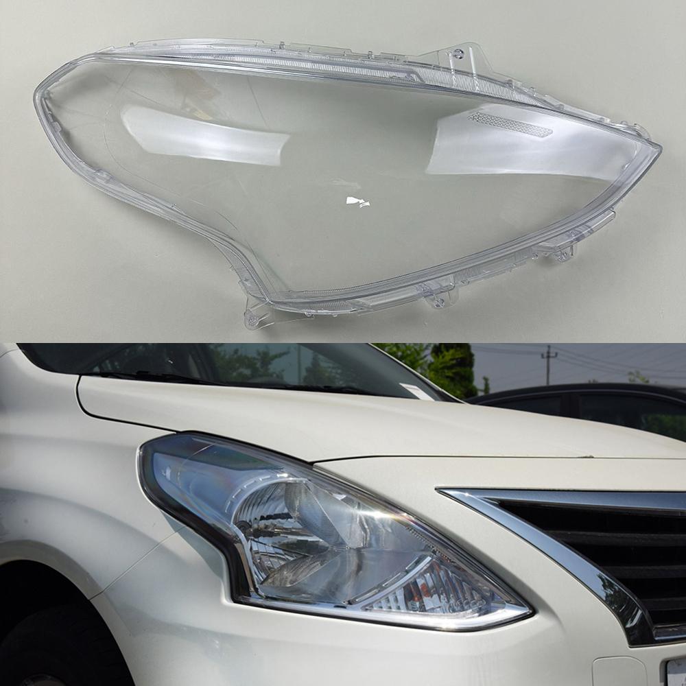 

For Nissan Sunny 2014 2015 2016 2017 Front Headlight Cover Transparent Headlamp Lamp Shell Replace Original Lampshade Plexiglass 1PCS right side