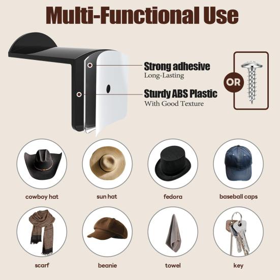16 Pcs Cowboy Hat Hook Wall Hat Hanger Adhesive Cap