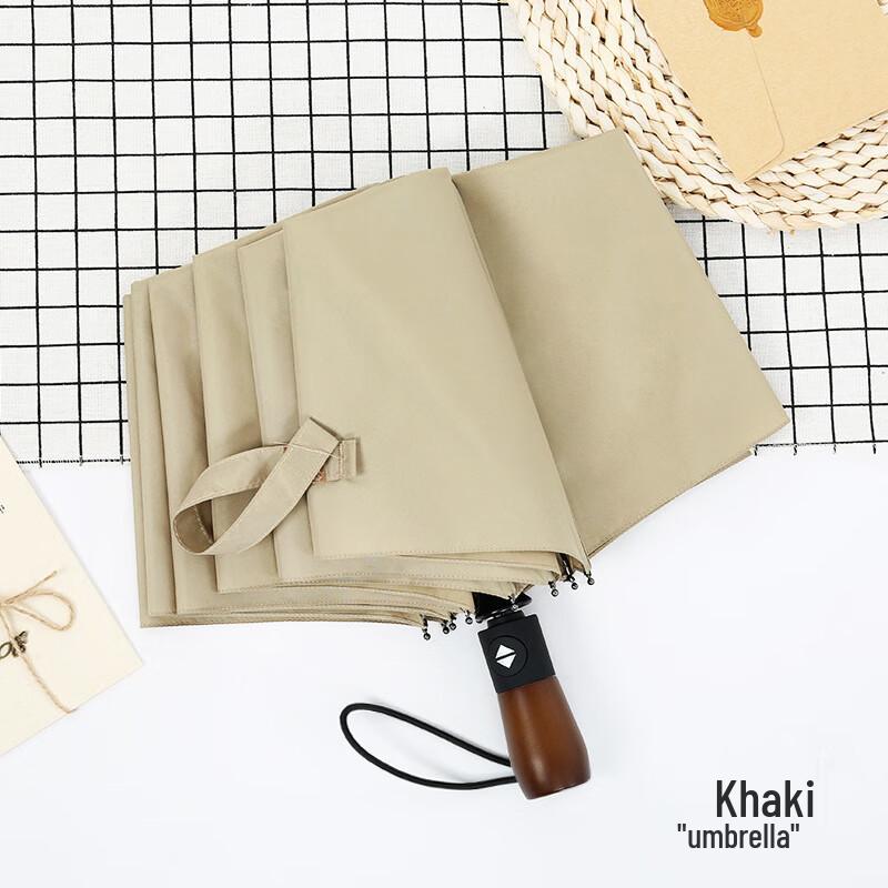 Автоматический ветрозащитный зонт Xuqing с ручкой из массива дерева