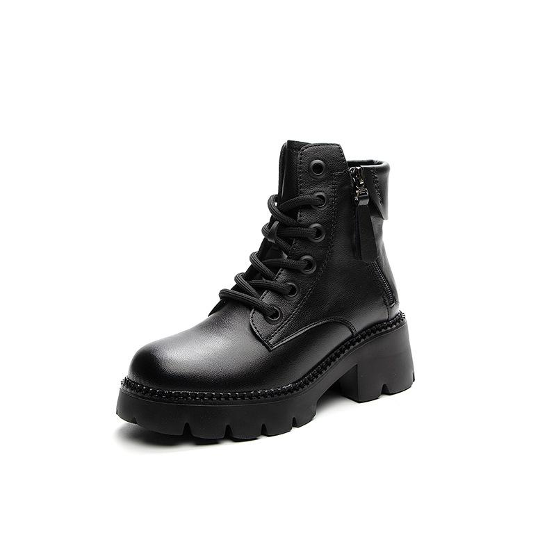 2025 new Internet celebrity autumn leather Martin boots women's platform ins British style short boots spring and autumn thin boots
