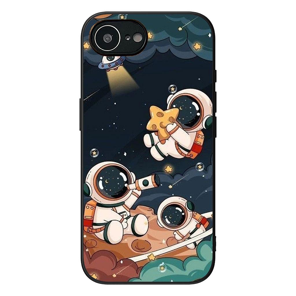 Universe Galaxy Moon Astronaut Stars Casing Phone Cover for Apple iPhone 16 15 14 11 Pro Max 7 8 Plus SE2 SE3 SE 2022 2020 Case