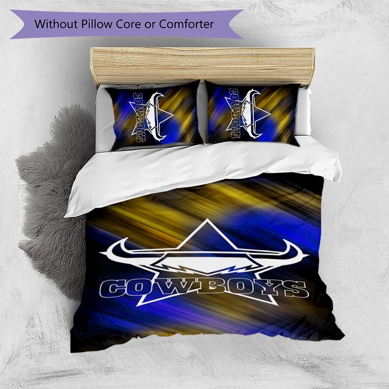 Set Biancheria da Letto Stampato 3 Pezzi North Queensland Cowboys Morbido Traspirante Copripiumino Federe Set Lavabile Decorazione Camera da Letto Regalo per la Casa