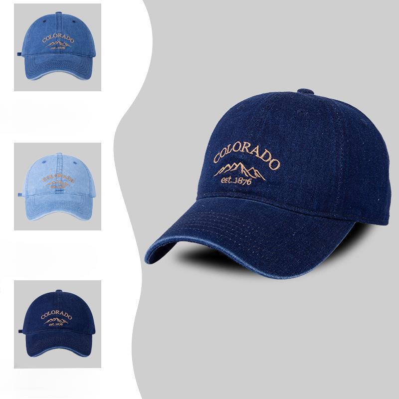 Spring and Summer New Style of Men and Women's Daily Casual Versatile Letter Trendy Brand Hat Blue Washing Denim Baseball Hat