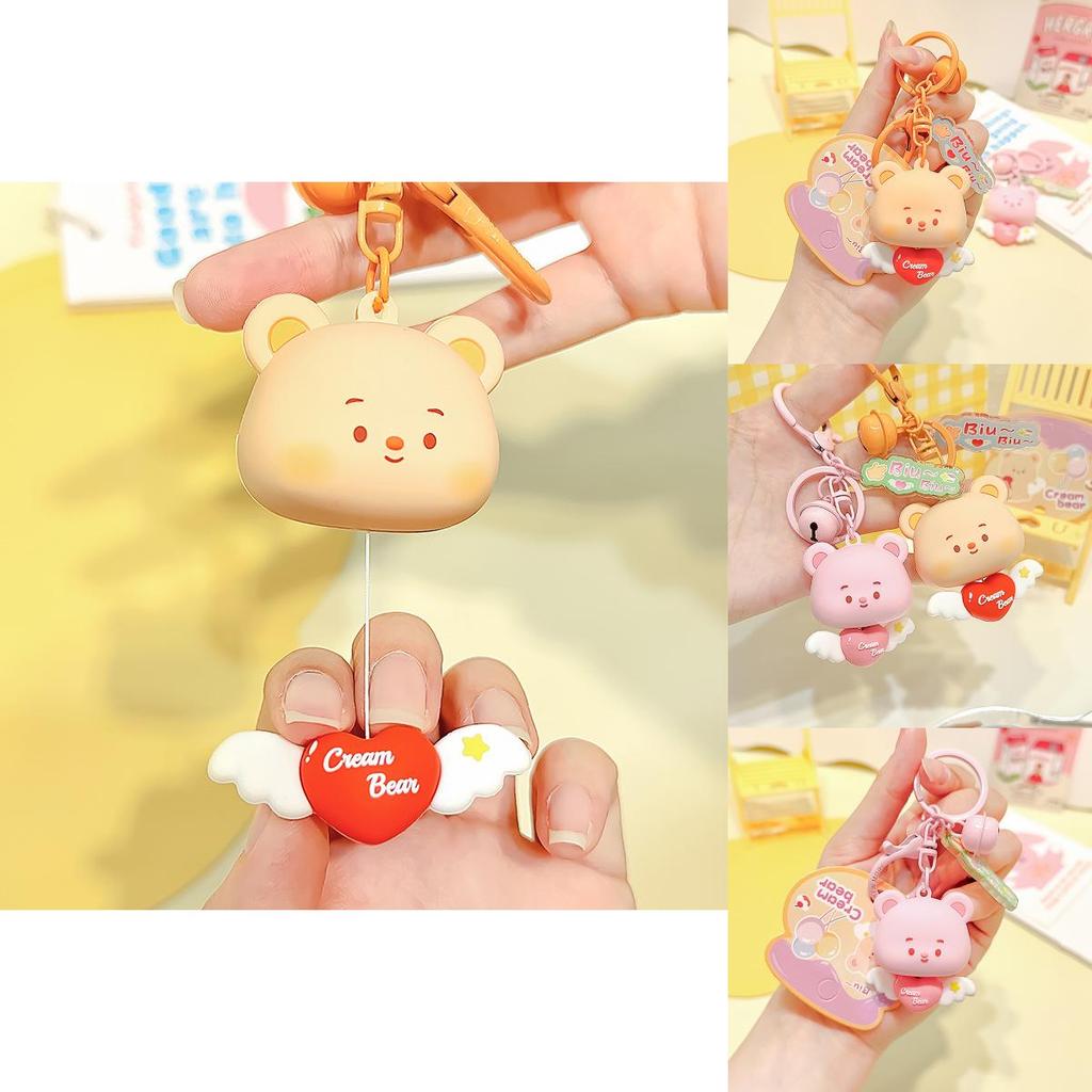 Adorable Original Cream Bear Heart Pull Keychain Unique Cute Resin Accessory Gift
