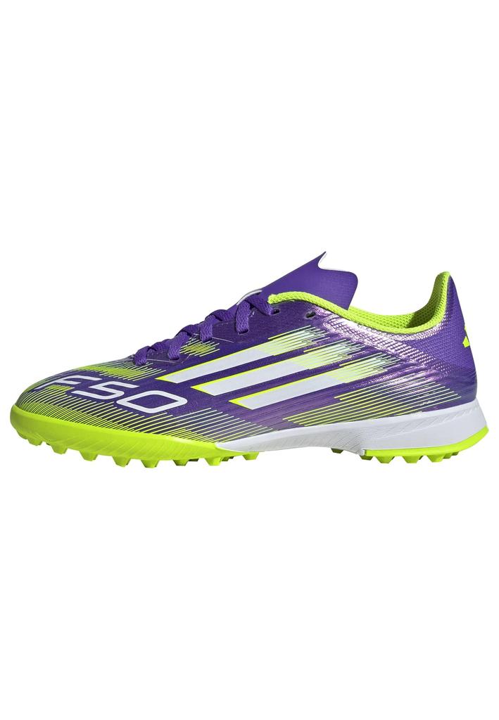 Junior Futsal Shoes F50 LEAGUE TF for Boys and Girls NIL82 Purple Lemon Cm [Adidas] 17-24.5cm Rush/Footwear White/Lucid (JI0000) 22.0