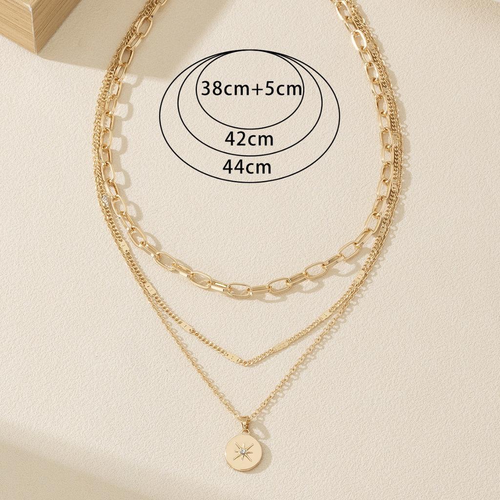 Three-in-one Necklace Temperament, Advanced Stacking, Exquisite Layering, Autumn and Winter Hexagram Pendant with Diamonds