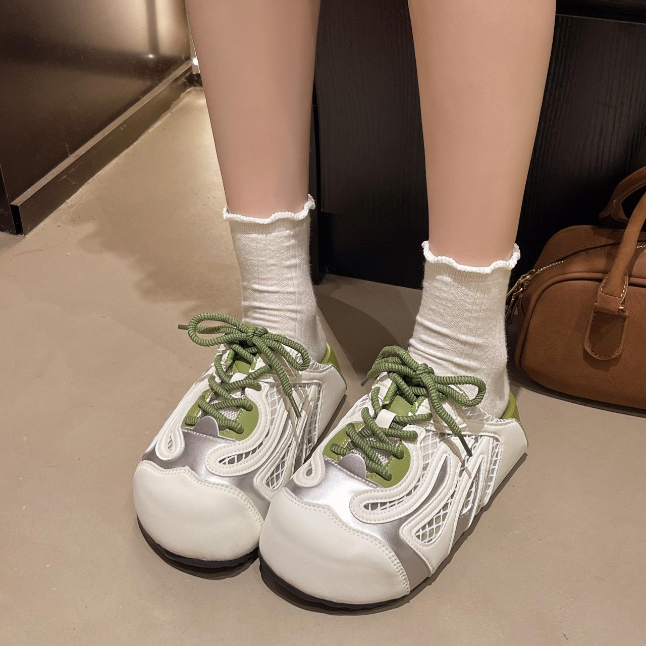 

Thick bottom increases height, big head, one pedal, super fire bag head half slippers, women s spring and summer outer wear, mesh breathable 2025 new 40 зелёный