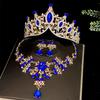 Bridal Crown Three Piece Suit Wedding Crown Tiara Necklace Earrings Korean Super Fairy Wedding Dress Accessories