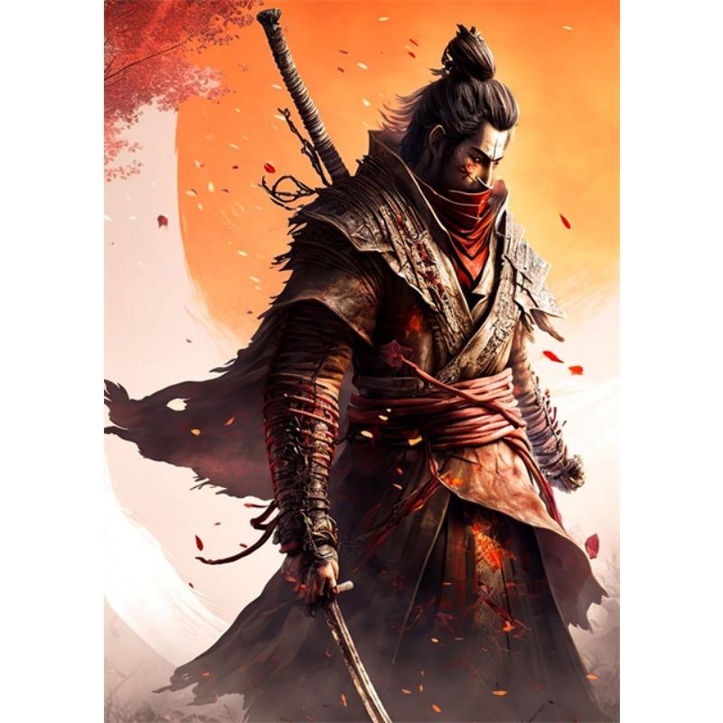 Japanischer Samurai Abstrakte Kunst Leinwandmalerei Samurai Poster und Drucke Wandkunst Bilder für Heimwanddekor Kunstgemälde