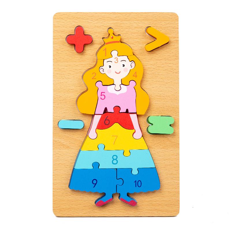 Wooden Early Education Cognitive Children Educational Toys Building Block Animal Traffic Shape Matching 3d Three-dimensional Puz