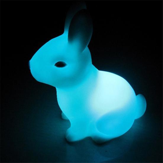 Color Changing Battery Powered LED Night Light Rabbit Lamp Home Table Decor